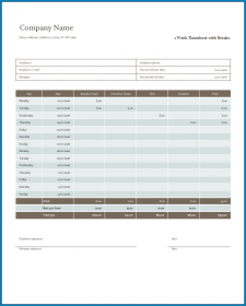 Free Printable 2 Week Timesheet Template