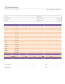 week timesheet template