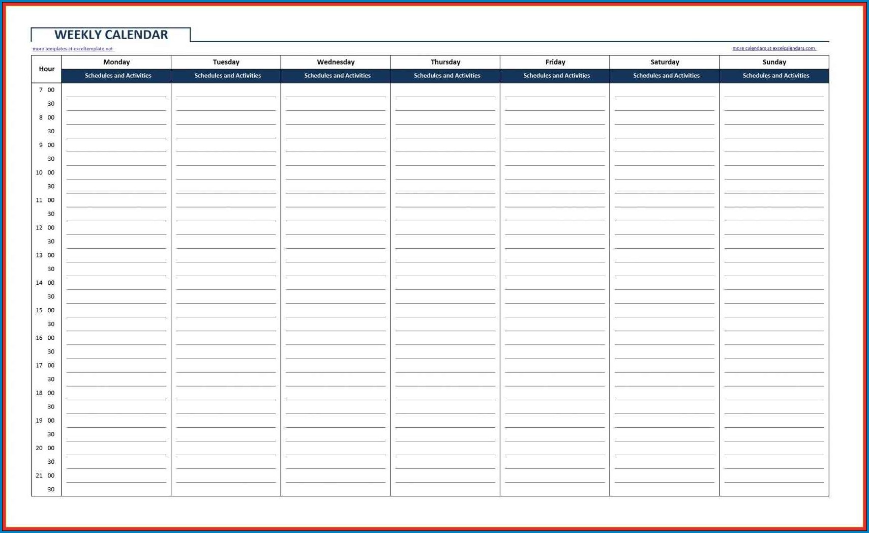  24 Hour Planner Samples Templateral