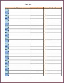 √ 24 Hour Planner Samples