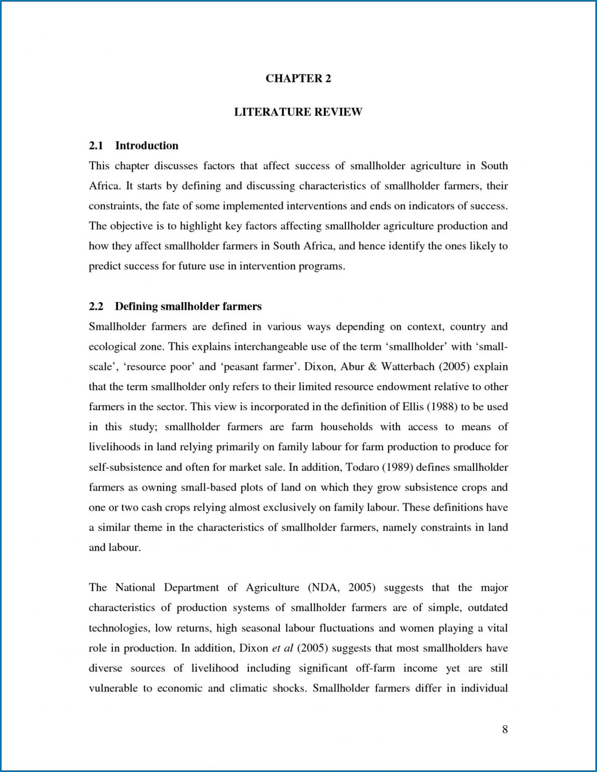 literature review psychology sample