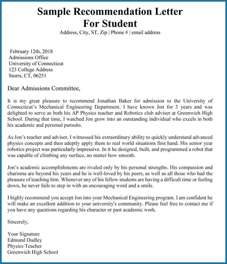 Letter Of Recommendation Template For College Admission from www.templateral.com
