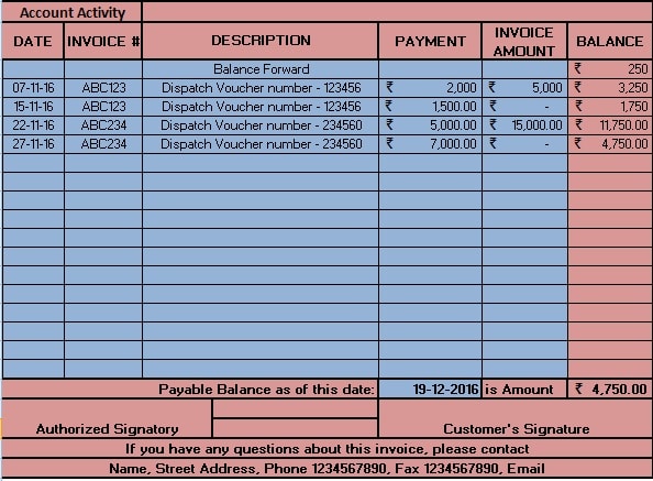 Account Statement Template