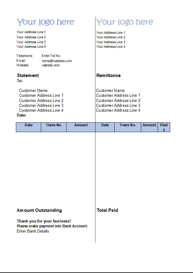 Account Statement Template