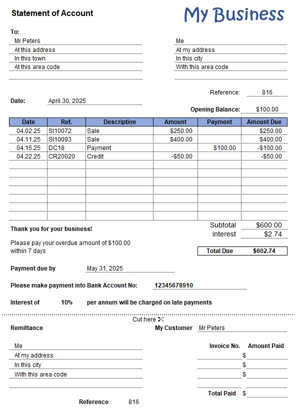 Account Statement Template