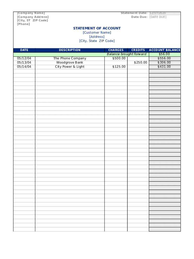 Account Statement Template