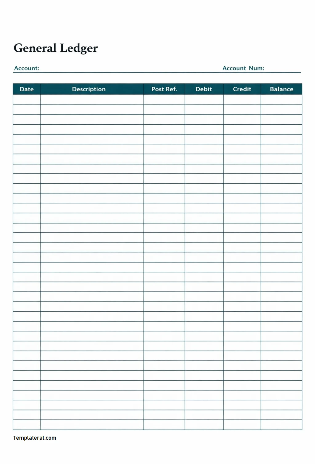 Accounting Ledger Template Simple Blank Accounting Ledger Template