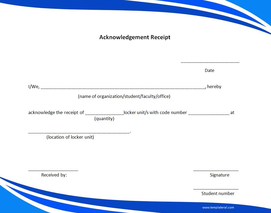 Acknowledgement Receipt Template Acknowledgement Receipt Template
