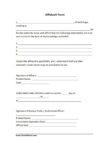 Simple Affidavit Form Word