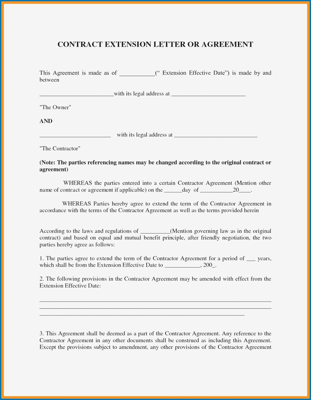 Agreement Letter Between Two Parties Example