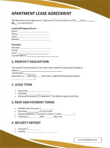 Free Apartment Lease Agreement Template Word