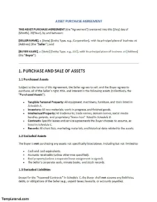 Asset Purchase Agreement Template