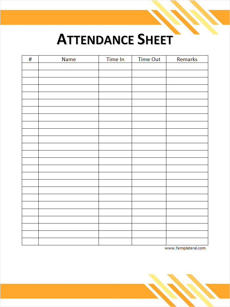 Attendance Sheet Template Free Attendance Sheet Template Word