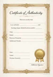 Simple Blank Authenticity Certificate Template