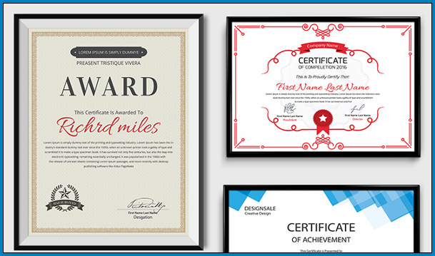 Award Certificate Design Example