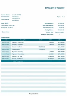 Simple Bank Account Statement Template