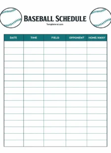 Simple Blank Baseball Schedule Template