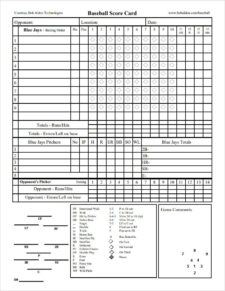 Baseball Score Card Template