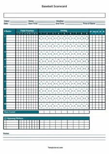 Simple Blank Baseball Scorecard Template
