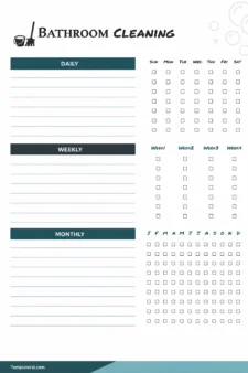 Simple Blank Bathroom Cleaning Checklist Template