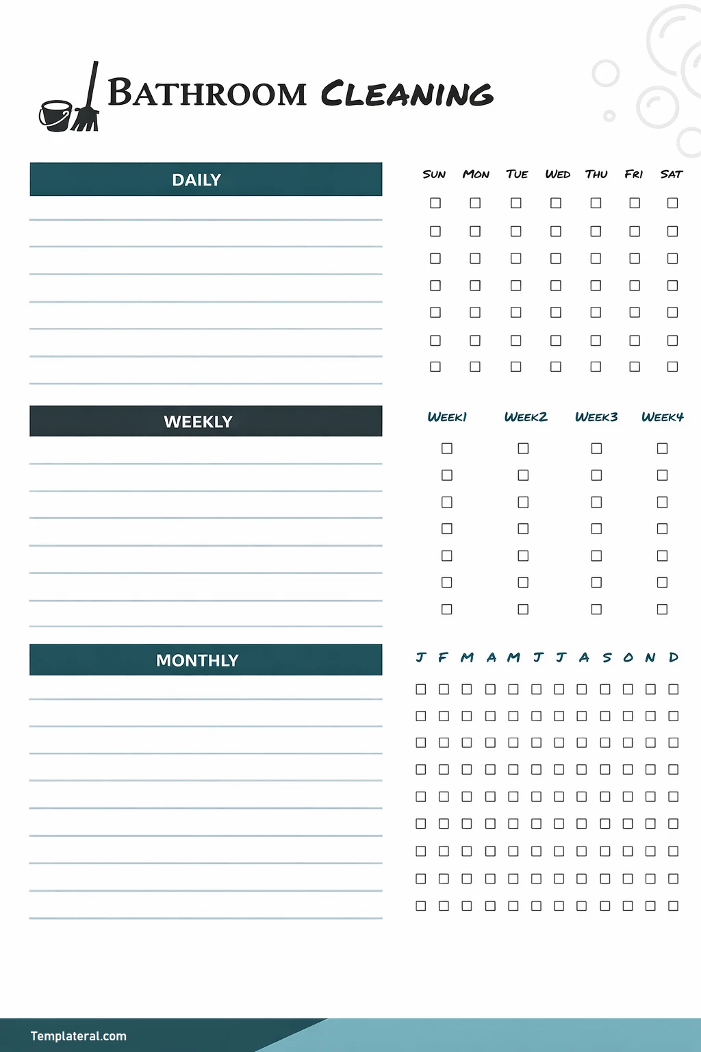 Bathroom Cleaning Checklist Template Simple Blank Bathroom Cleaning Checklist Template