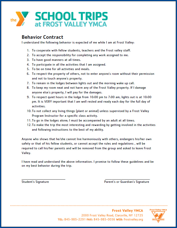 Free Printable Behavior Contract Template