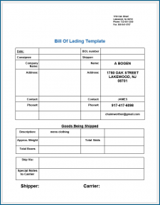 √ Free Printable Bill Of Lading Template