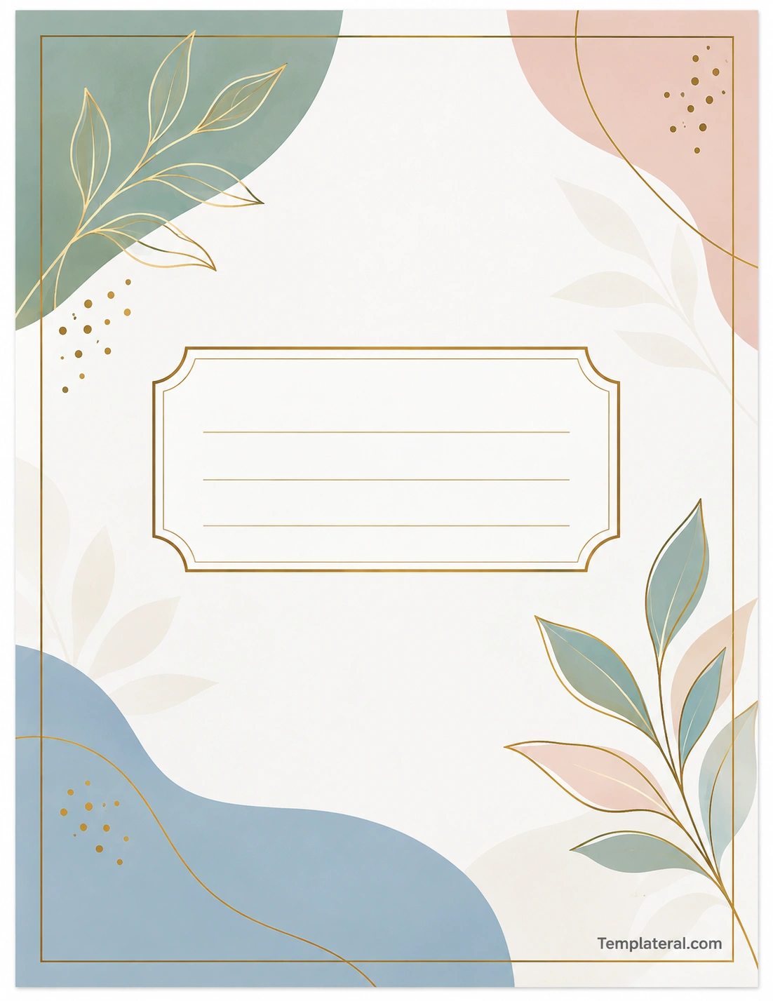 Binder Cover Template Printable binder cover template with a clean pastel design and blank title area
