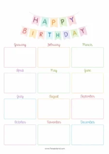 Simple Blank Birthday Calendar Template