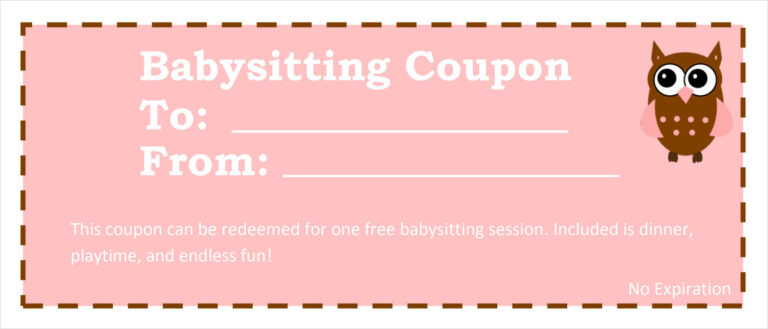 √ Free Printable Babysitting Coupon Template