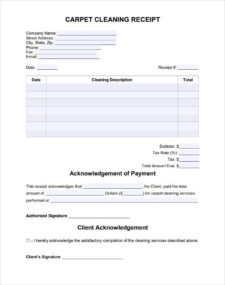 Blank Carpet Cleaning Receipt Template