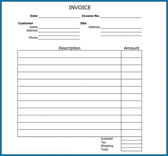 √ Free Printable Blank Invoice Template