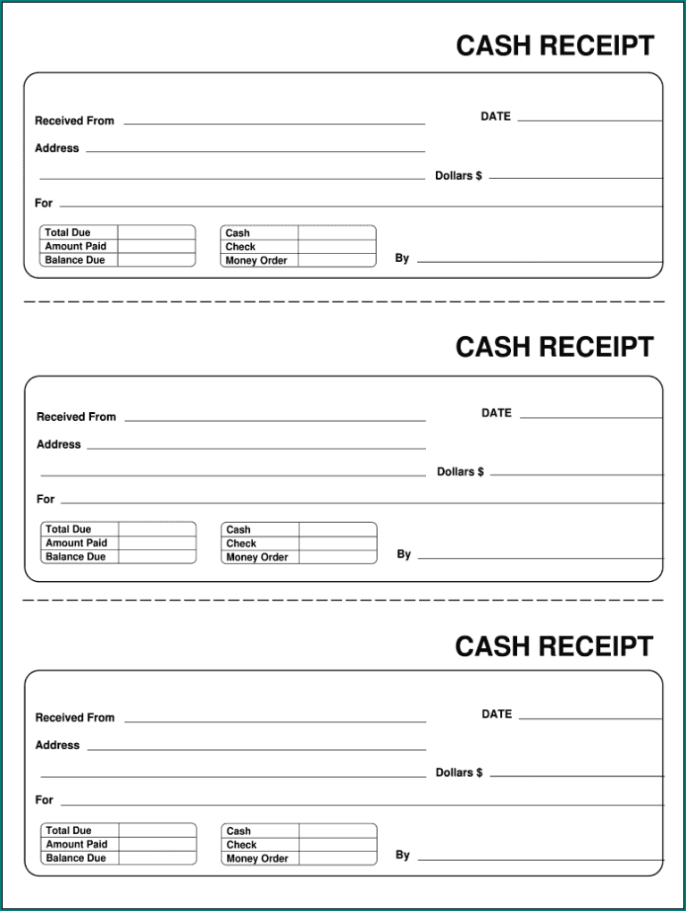 √ Free Printable Blank Receipt Form Template image.