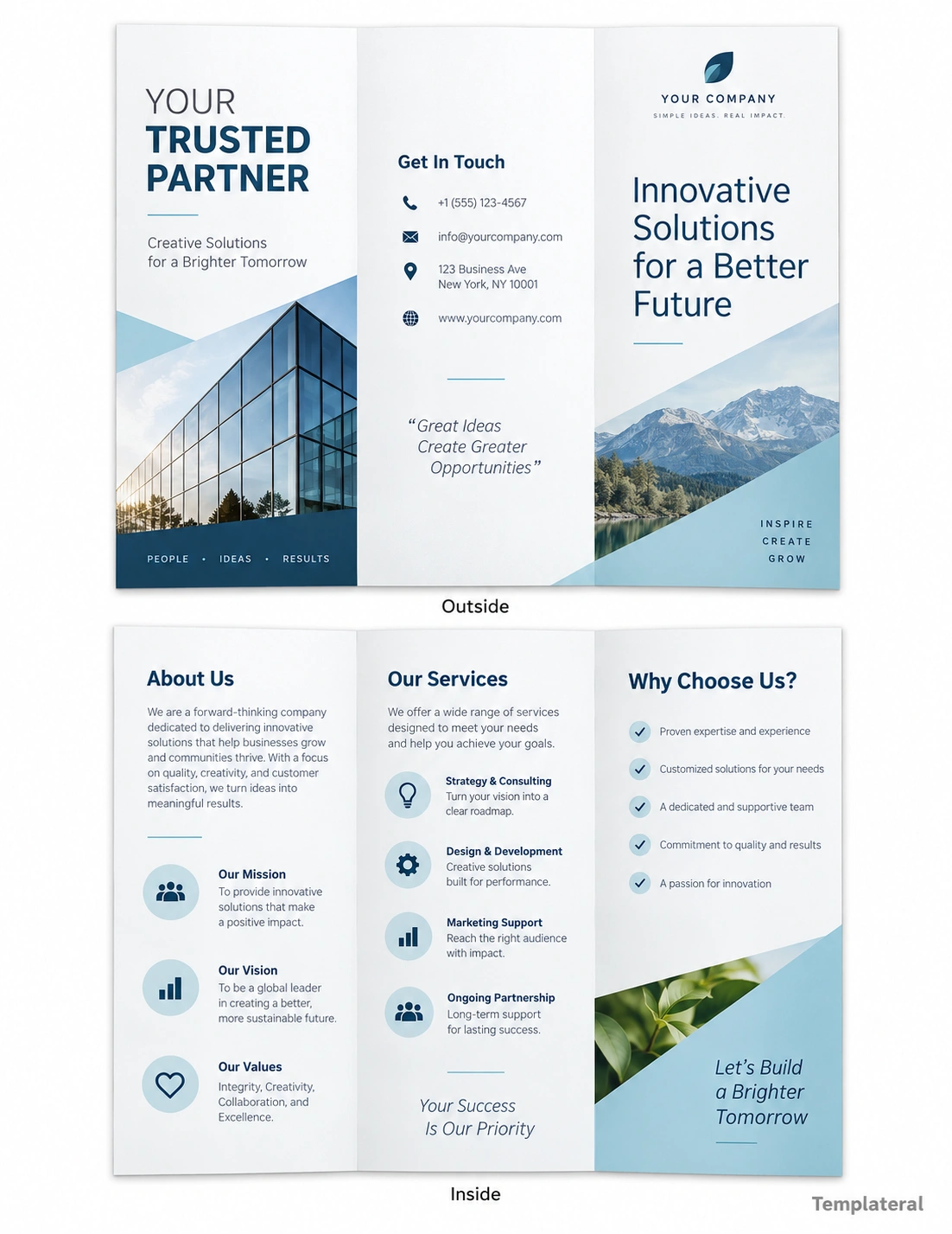 Brochure Template Professional brochure template with clean blue and white layout