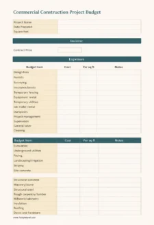 Building Budget Template Excel