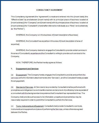 √ Free Printable Business Consultant Contract Agreement Template