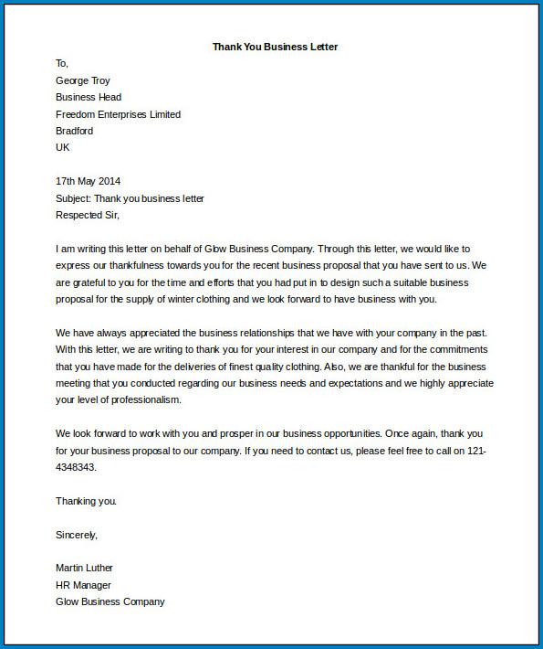 Business Letter Template Example
