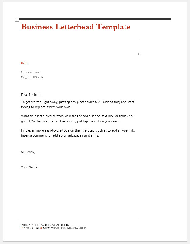 Free Printable Business Letterhead Template
