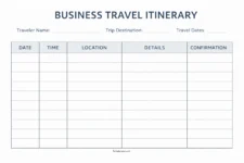 Simple Business Travel Itinerary Template