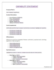 Simple Capability Statement Template Word
