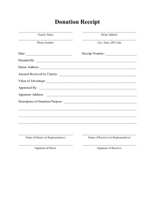 Cash Or Funds Donation Receipt Template Sample