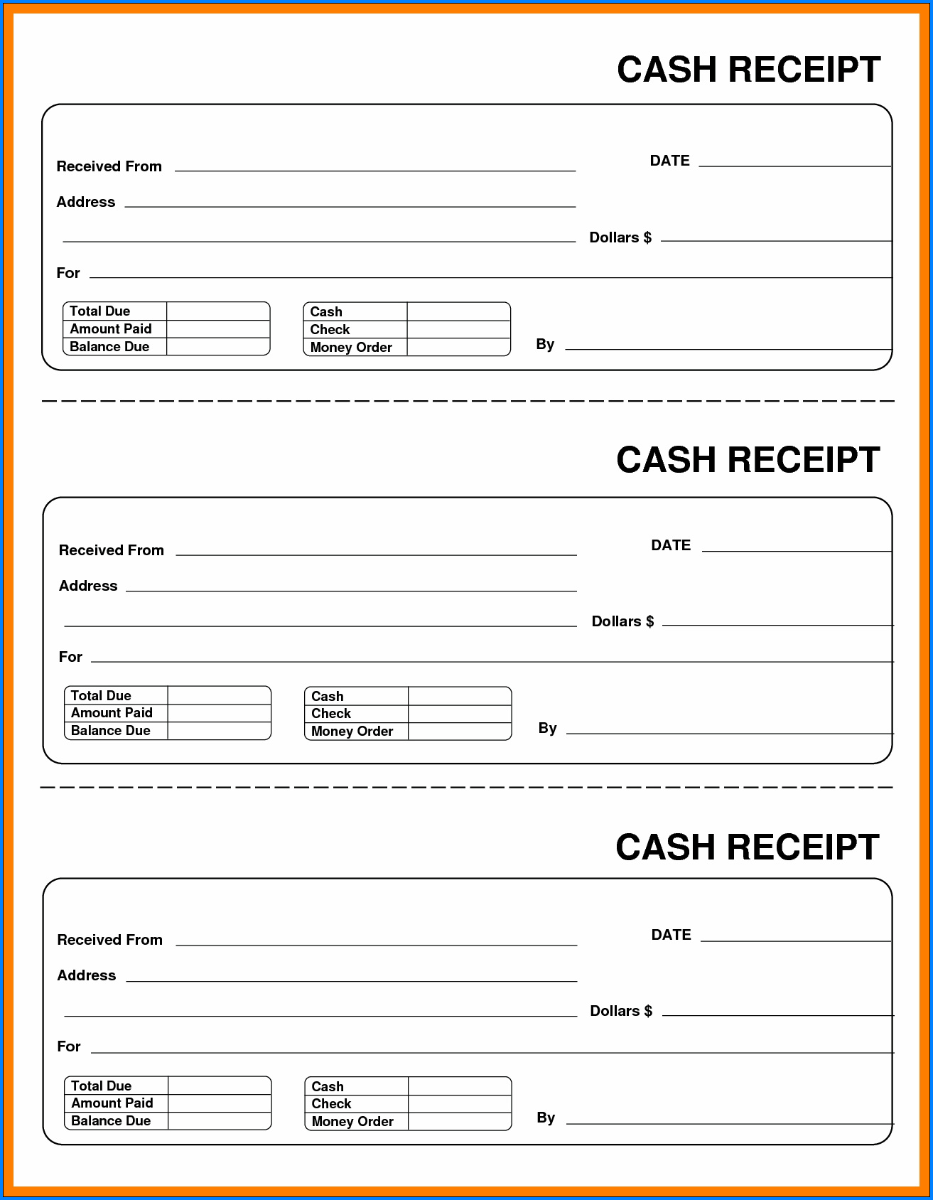 Cash Receipt Template Free Printable Printable Templates