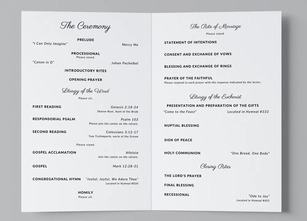 Catholic Wedding Program Template Simple Catholic Wedding Program Template Word