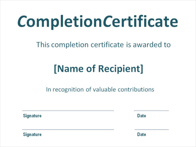 √ Work Completion Certificate Template