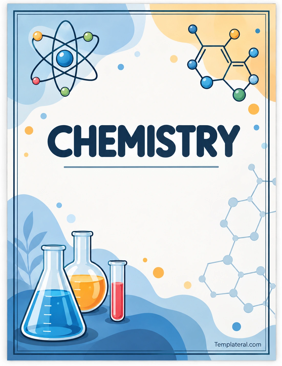 Chemistry Binder Cover Template Printable chemistry binder cover template with atom molecule and laboratory science designs