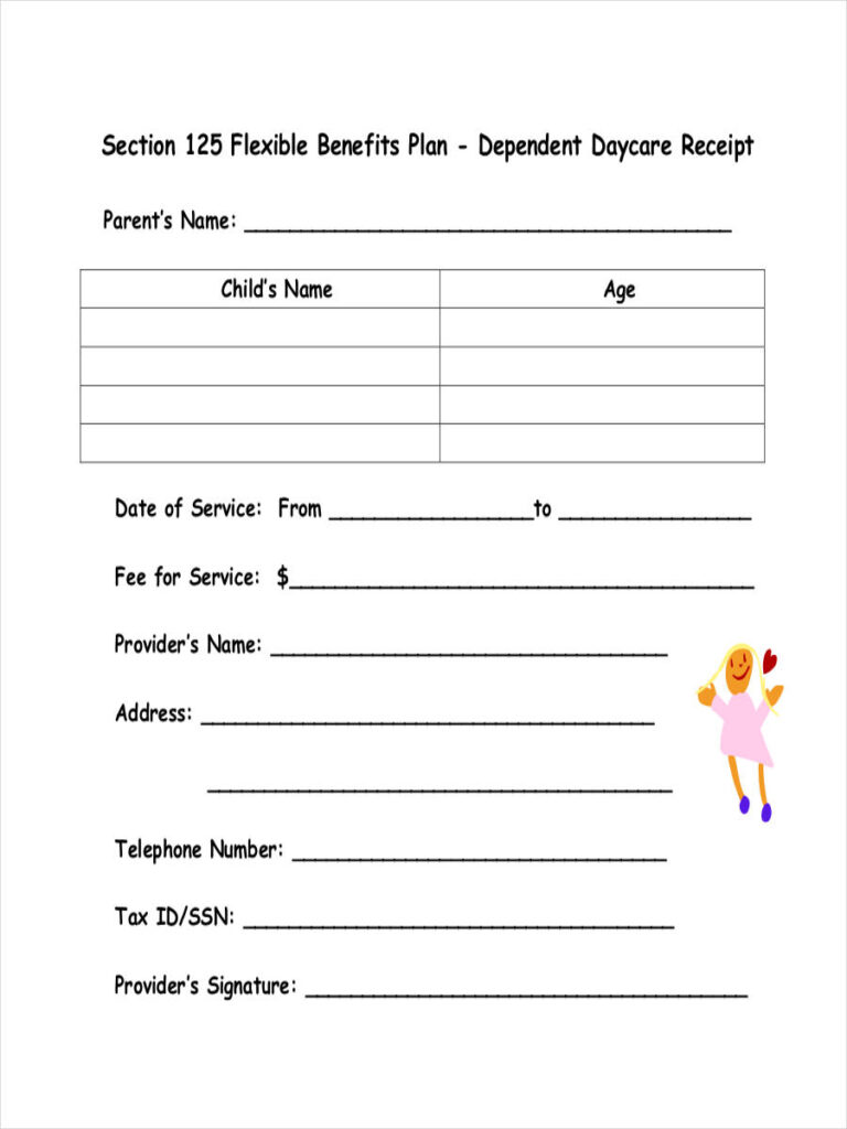 Childcare Receipt Template Sample Templateral