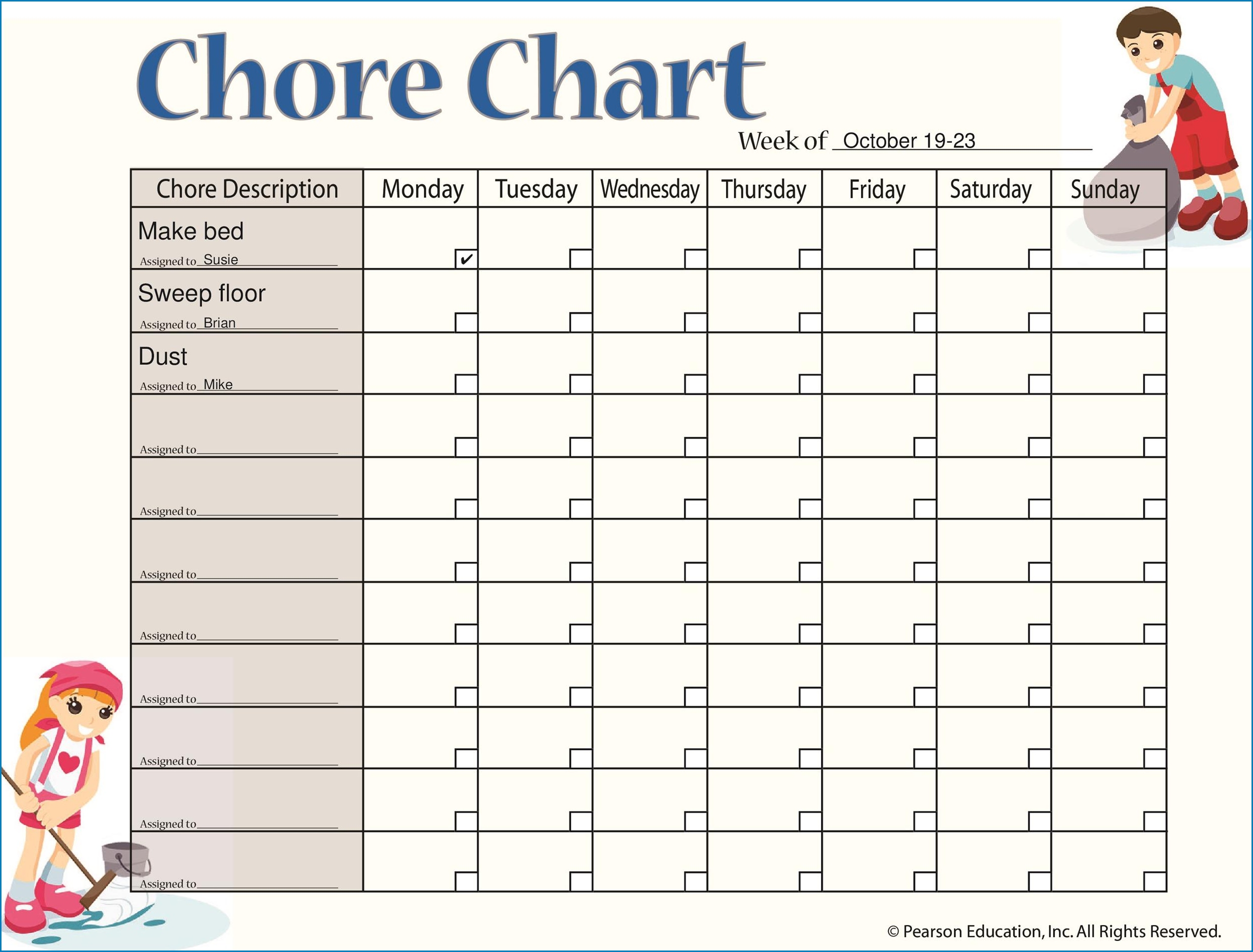Chore Chart Template Sample