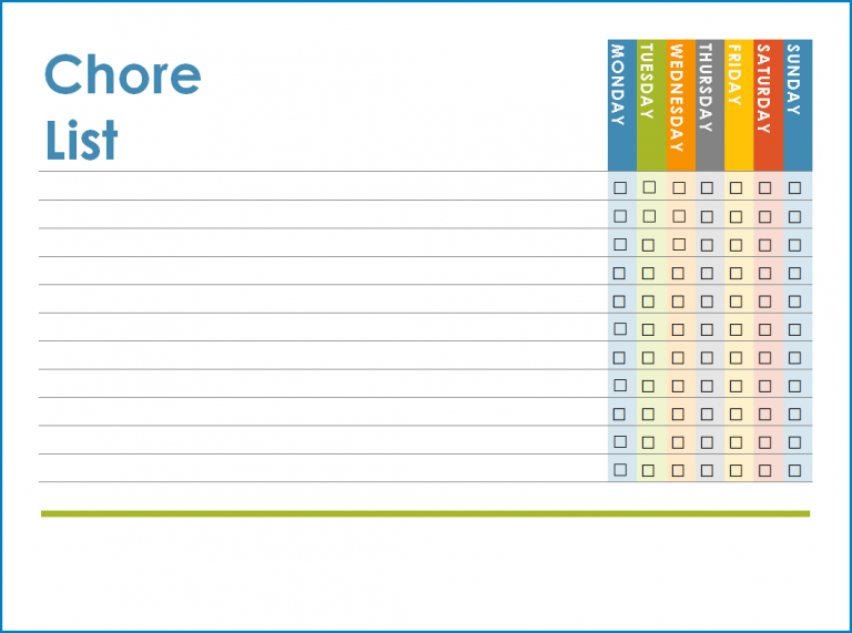√ Free Printable Chore List Template