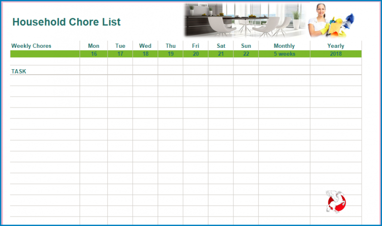 √ Free Printable Chore List Template