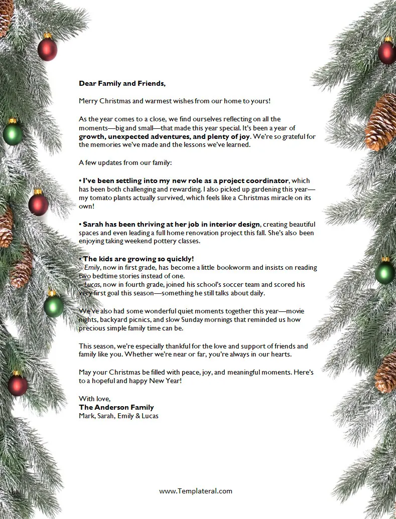 Christmas Letter Template Word